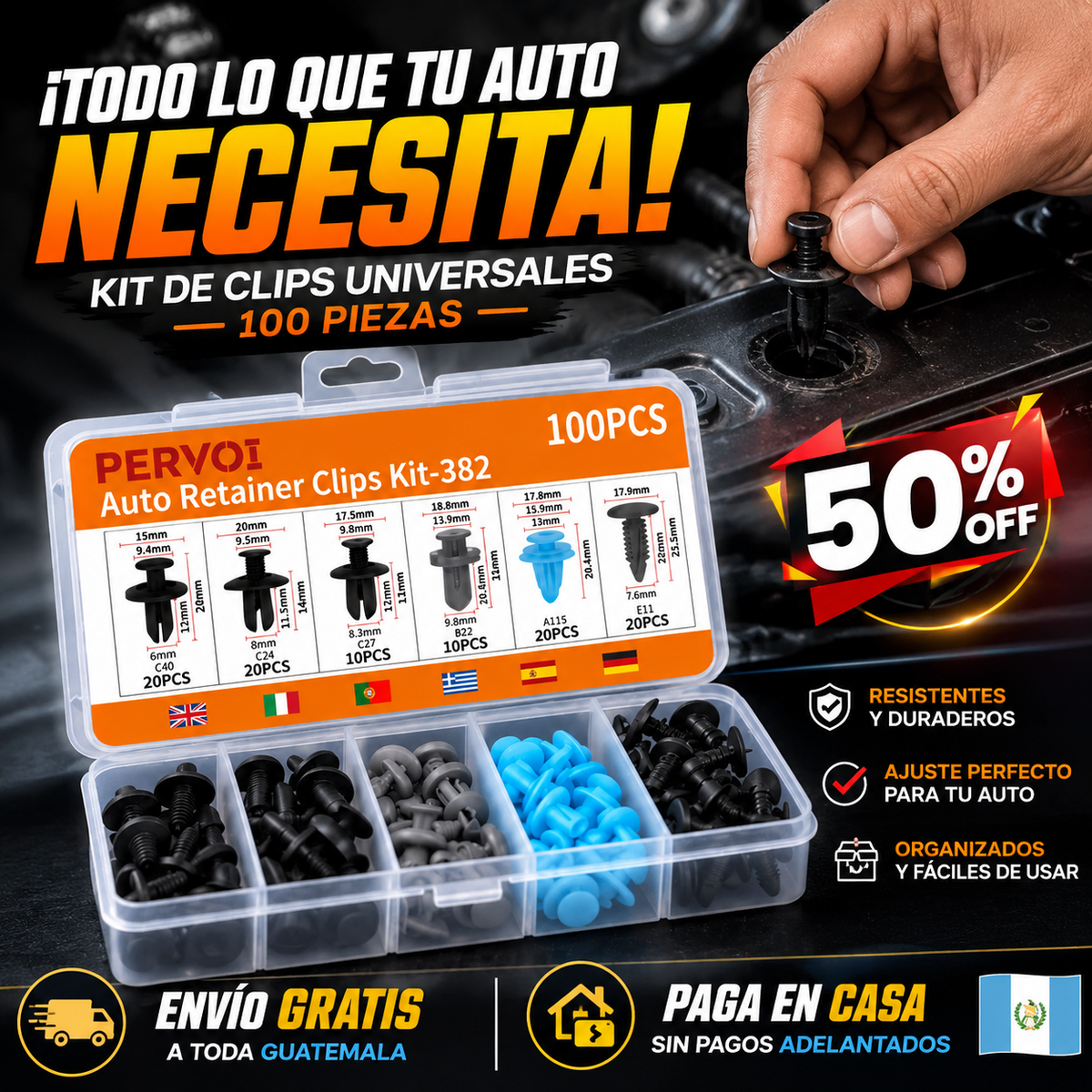 ProClips™ - Kit de 100 clips universales