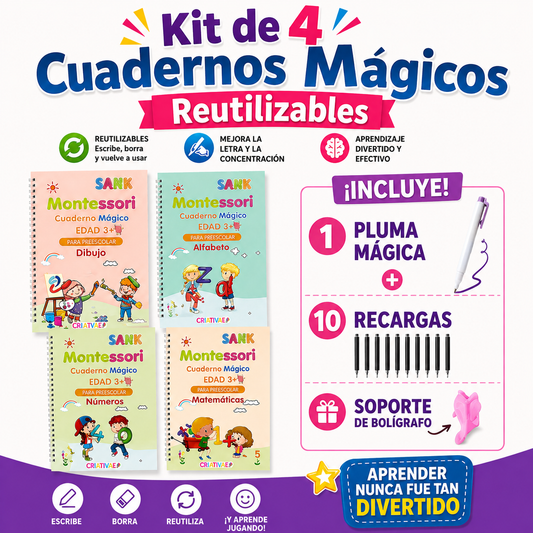 Set 4 cuadernos Mágicos Montessori