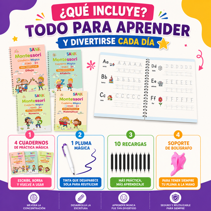 Set 4 cuadernos Mágicos Montessori